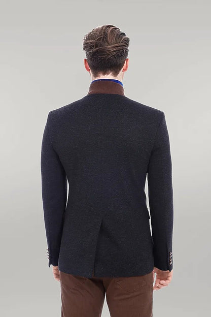 4 pocket Bag Pocket Knit Collar Black Jacket-Wessi