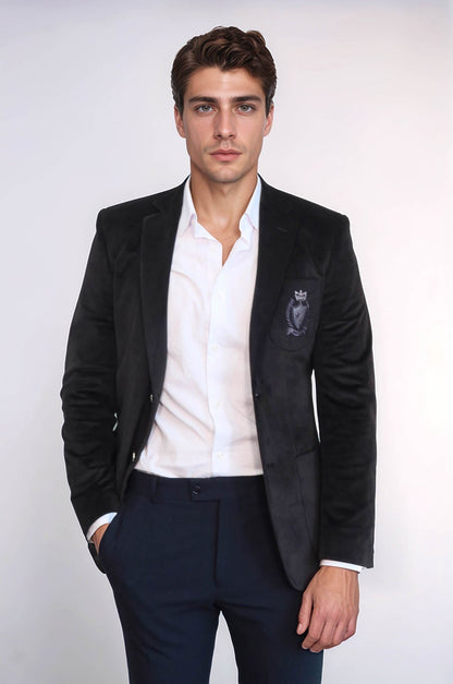 Bag Pocket Rigging Velvet Black Jacket-Wessi