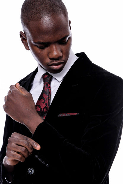 Wide Peak Lapel Velvet Black Blazer