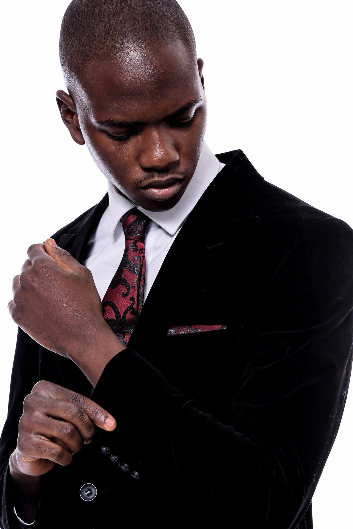 Wide Peak Lapel Velvet Black Blazer - Wessi
