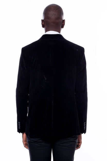 Wide Peak Lapel Velvet Black Blazer - Wessi