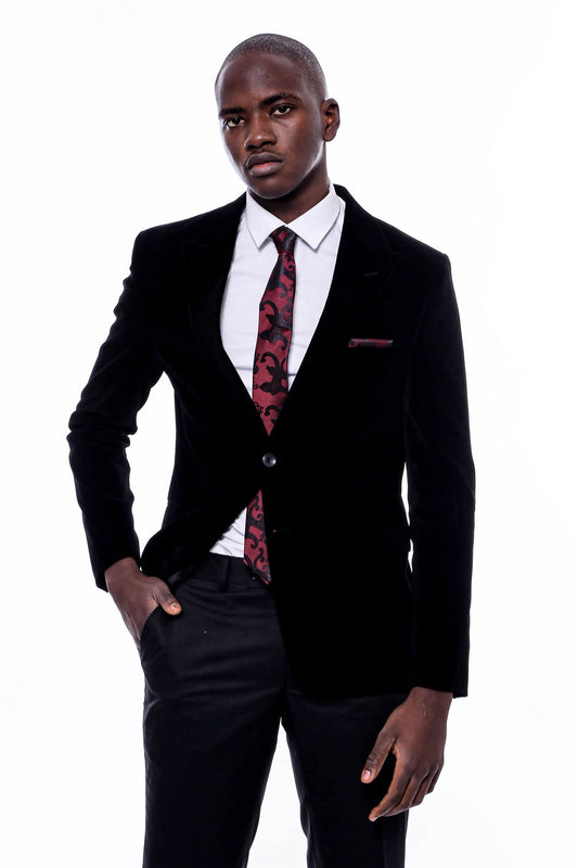 KOALA SYDNEY  Wide Peak Lapel Velvet Black Blazer