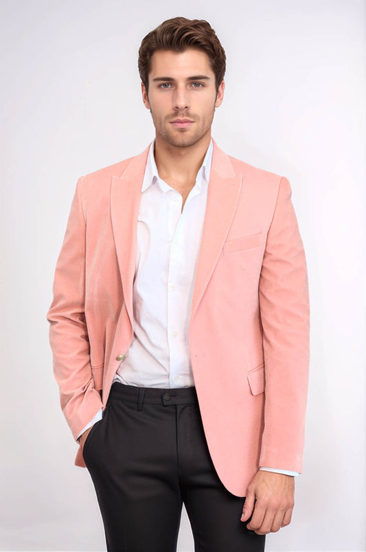 KOALA SYDNEY  Wide Lapel Velvet Pink Men Blazer