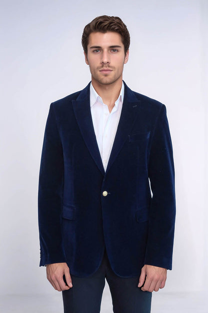 KOALA SYDNEY  Wide Peak Lapel Velvet Navy Blue Blazer