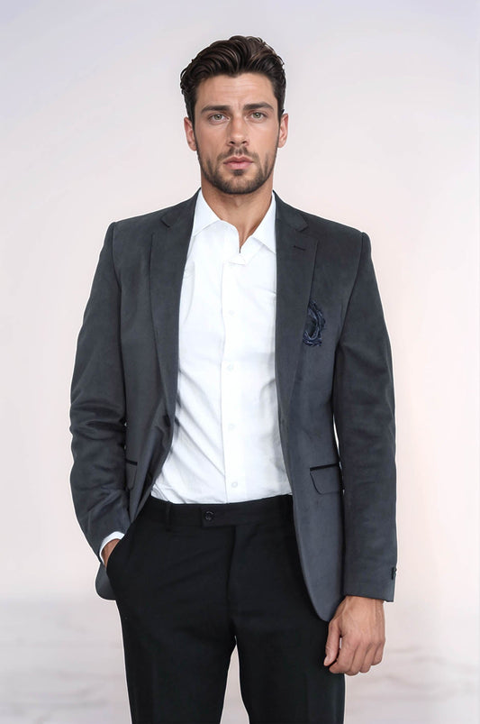 Pocket Flap Rigging Velvet Grey Jacket-Wessi