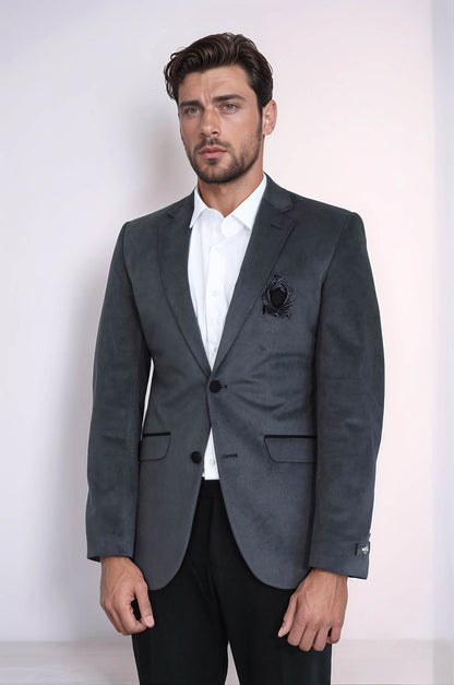 Pocket Flap Rigging Velvet Grey Jacket-Wessi