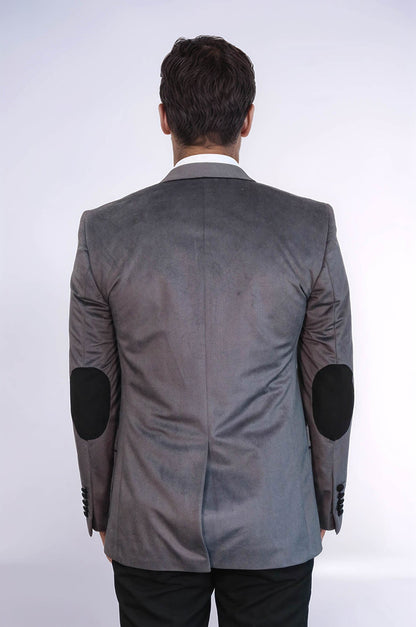 2 Button Bag Pocket Velvet Grey Jacket-Wessi