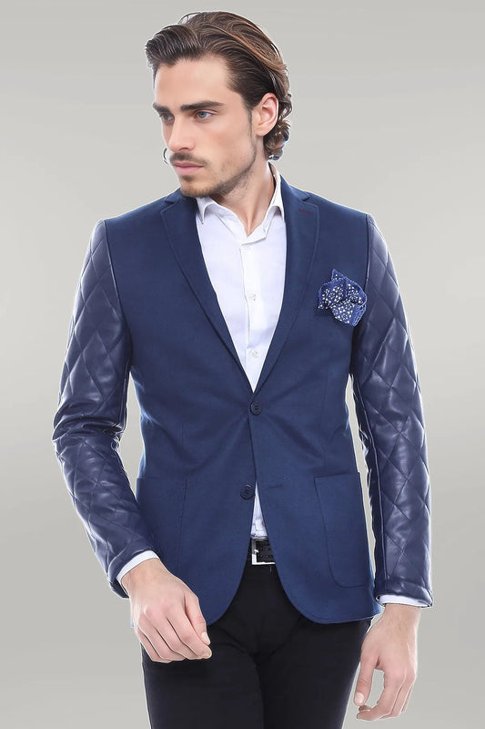 KOALA SYDNEY Arm Skinned Quilted Velvet Bast Blue Jacket-Wessi