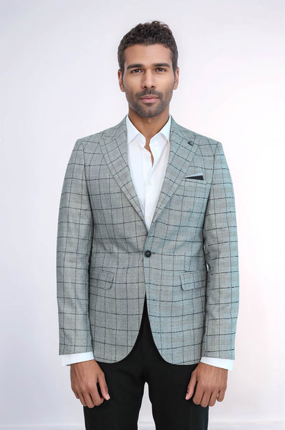 Plaid Black Blazer with Grey Vest - Wessi