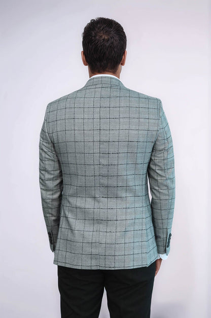 Plaid Black Blazer with Grey Vest - Wessi