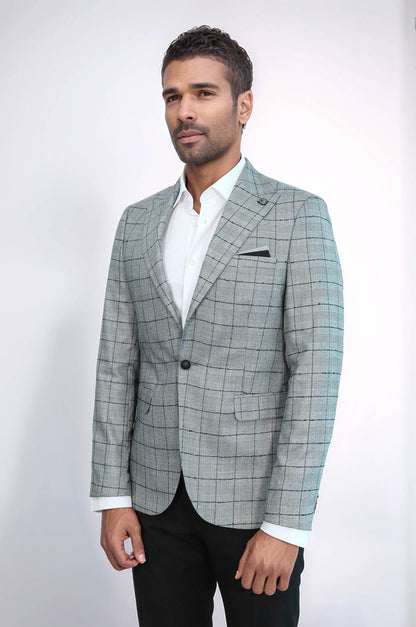 Plaid Black Blazer with Grey Vest - Wessi
