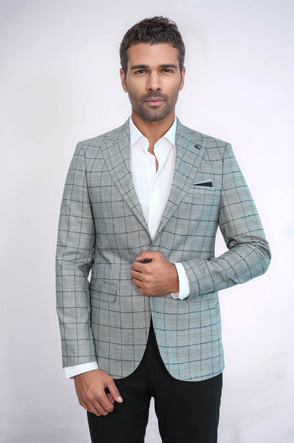 Plaid Black Blazer with Grey Vest - Wessi