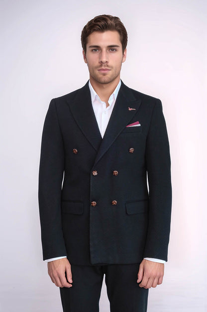 KOALA SYDNEY Double Breasted Slim Fit Black Blazer