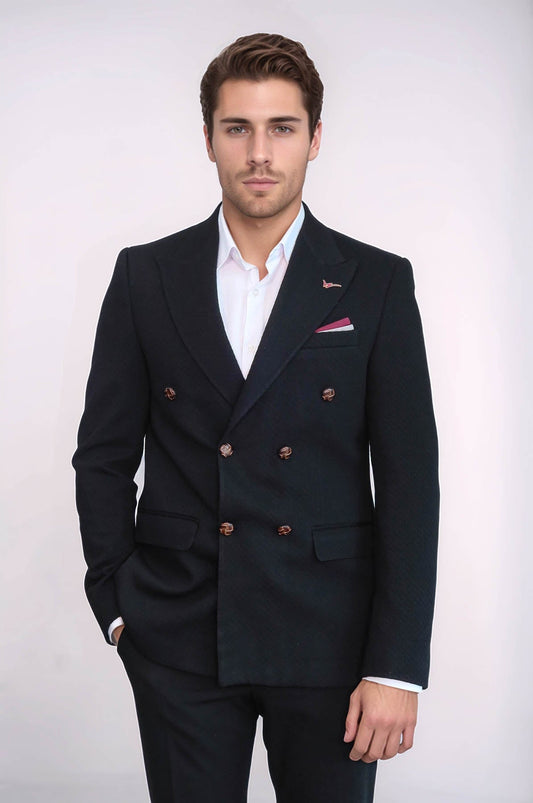 KOALA SYDNEY Double Breasted Slim Fit Black Blazer