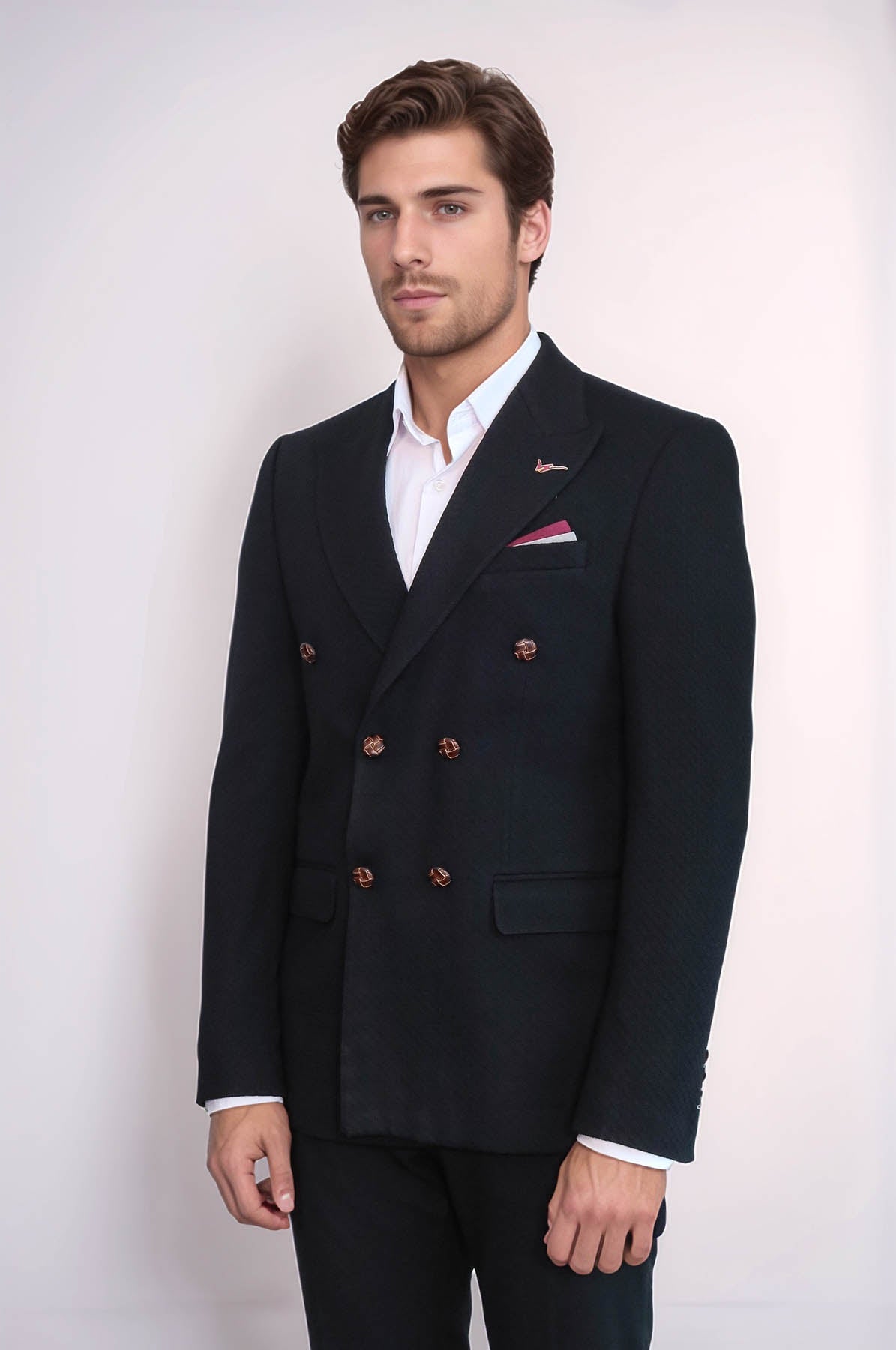 KOALA SYDNEY Double Breasted Slim Fit Black Blazer