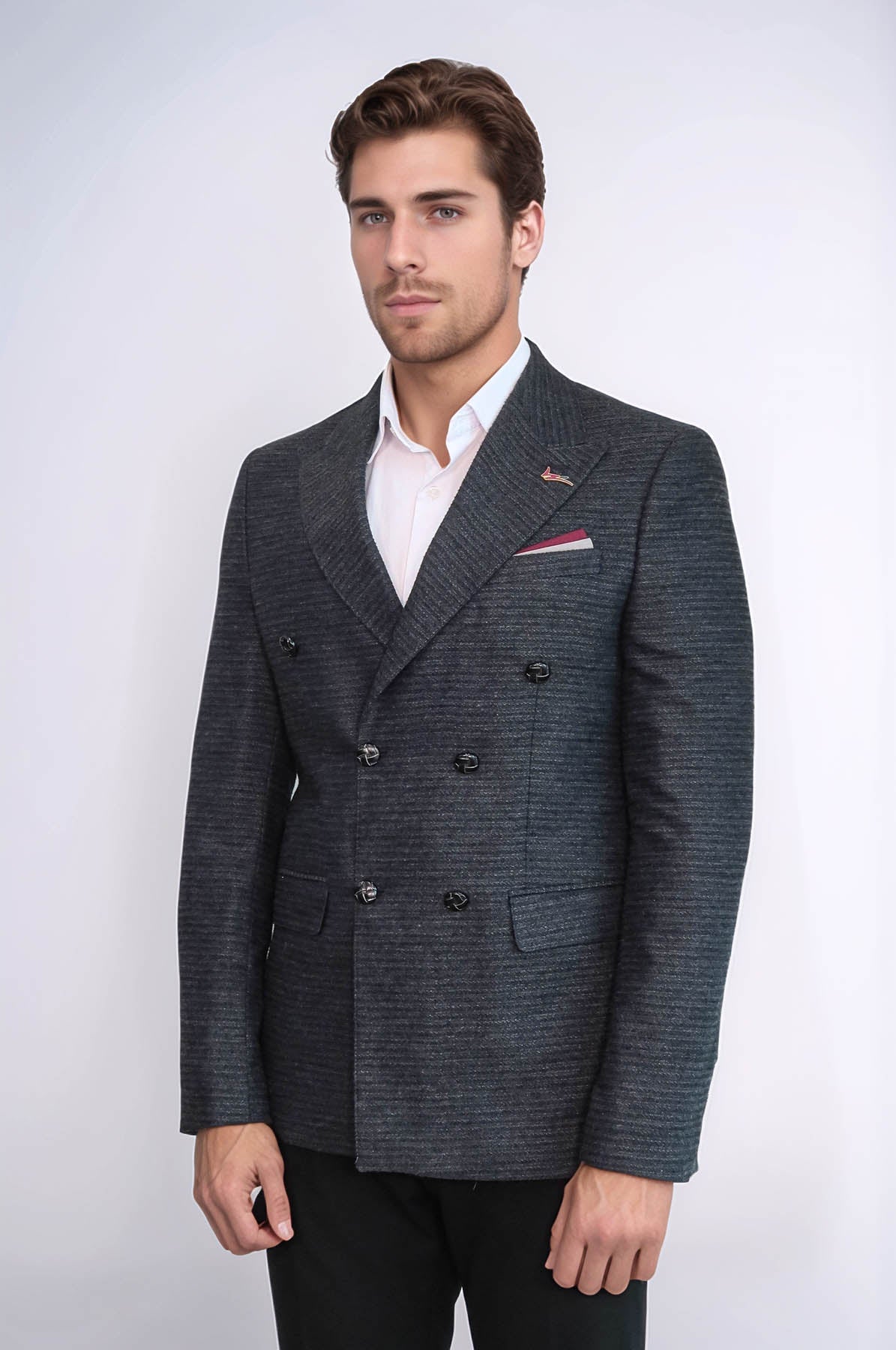 KOALA SYDNEY Double Breasted Slim Fit Navy Blue Blazer