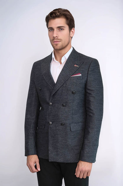 KOALA SYDNEY Double Breasted Slim Fit Navy Blue Blazer