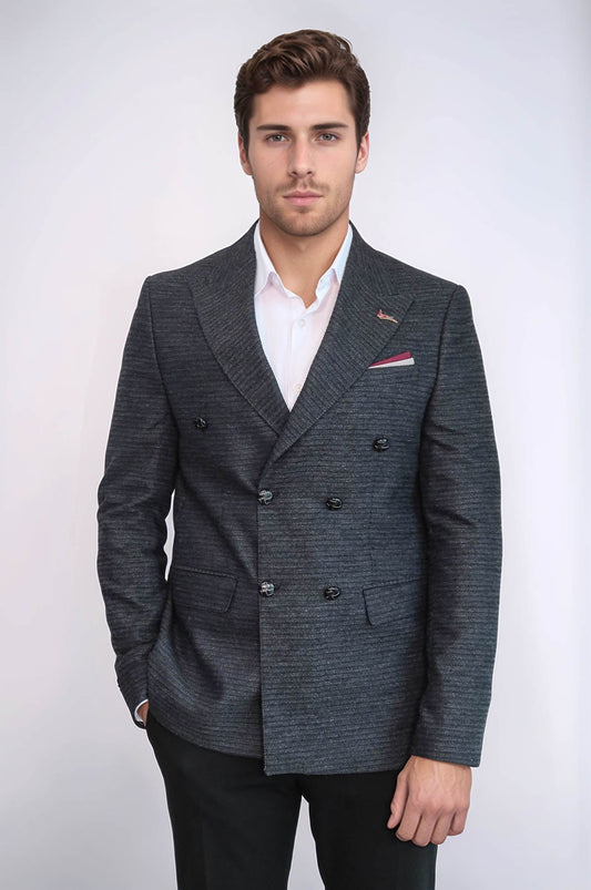 KOALA SYDNEY Double Breasted Slim Fit Navy Blue Blazer