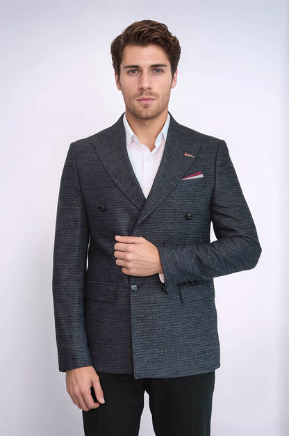 KOALA SYDNEY Double Breasted Slim Fit Navy Blue Blazer
