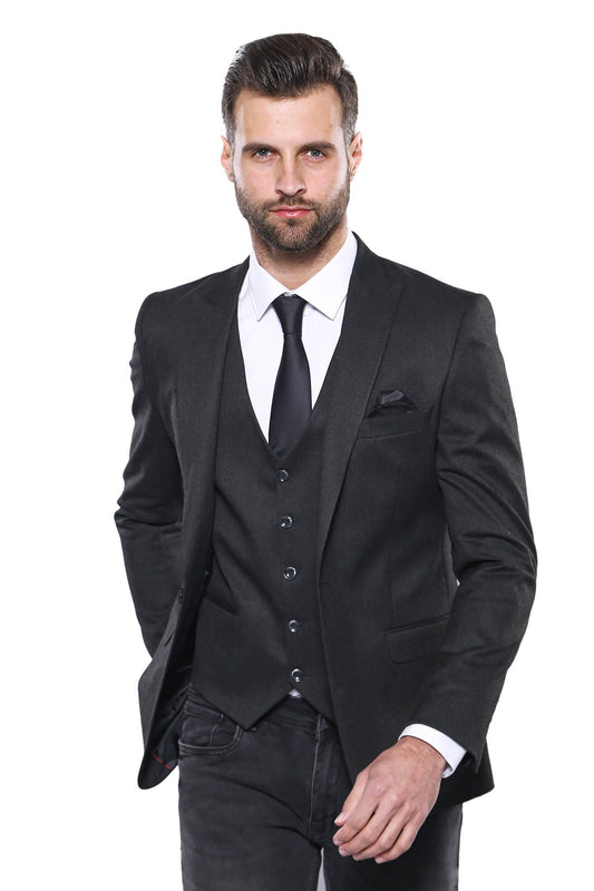 Smoked Plain Blazer Vest Set