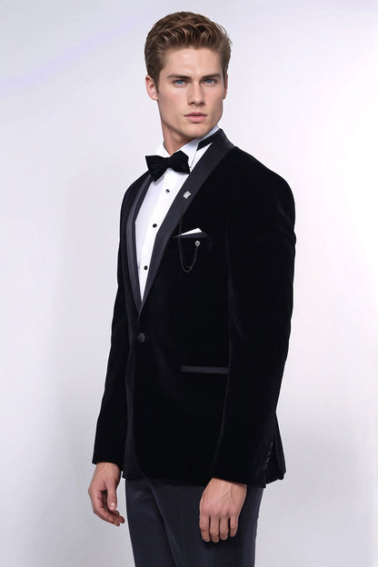 Plain Velvet Black Blazer