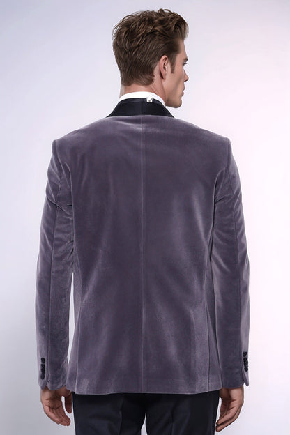 KOALA SYDNEY Plain Velvet Dark Grey Blazer