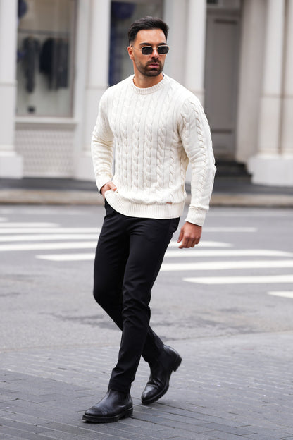 Cable Knit Crew Sweater