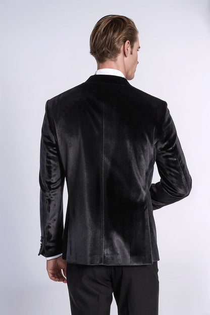 KOALA SYDNEY  Velvet Slim Fit Black Men Prom Blazer and Trousers Combination Suit