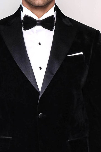 Peak Lapel Velvet Black Men Prom Blazer
