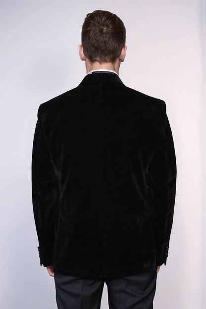 Peak Lapel Velvet Black Men Prom Blazer
