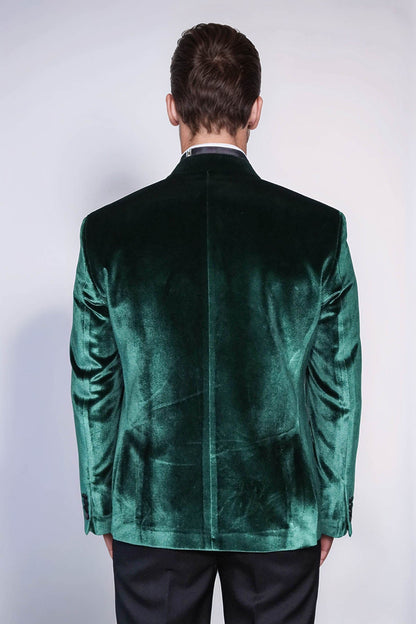 KOALA SYDNEY Slim Fit Peak Lapel Velvet Dark Green Men Tuxedo Jacket