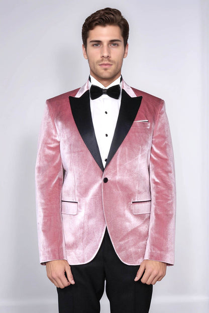 KOALA SYDNEY Slim Fit Peak Lapel Velvet Pink Men Tuxedo Jacket