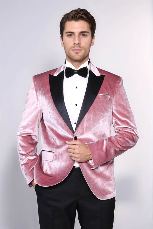 KOALA SYDNEY Slim Fit Peak Lapel Velvet Pink Men Tuxedo Jacket