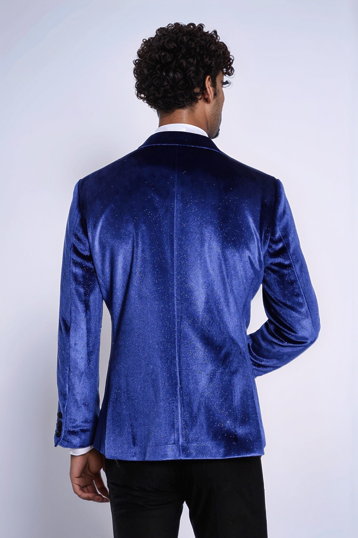 Sparkle Slim Fit Velvet Bast Blue Men Dinner Tuxedo Jacket