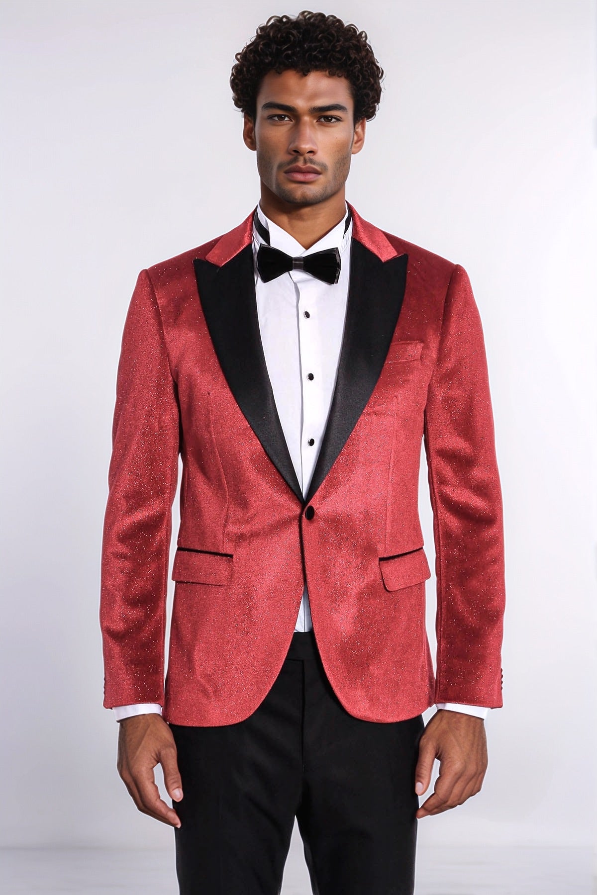 KOALA SYDNEY  Sparkle Slim Fit Velvet Burgundy Men Prom Blazer and Trousers Combination Suit