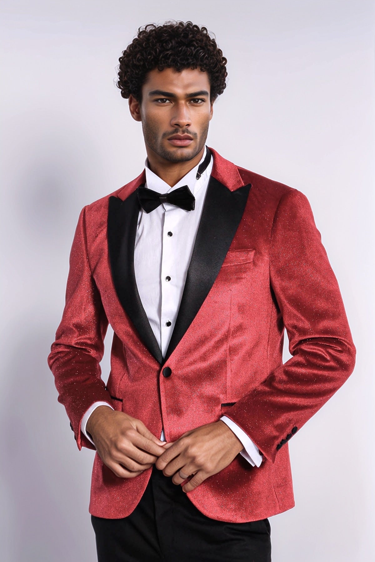 KOALA SYDNEY  Sparkle Slim Fit Velvet Burgundy Men Prom Blazer and Trousers Combination Suit