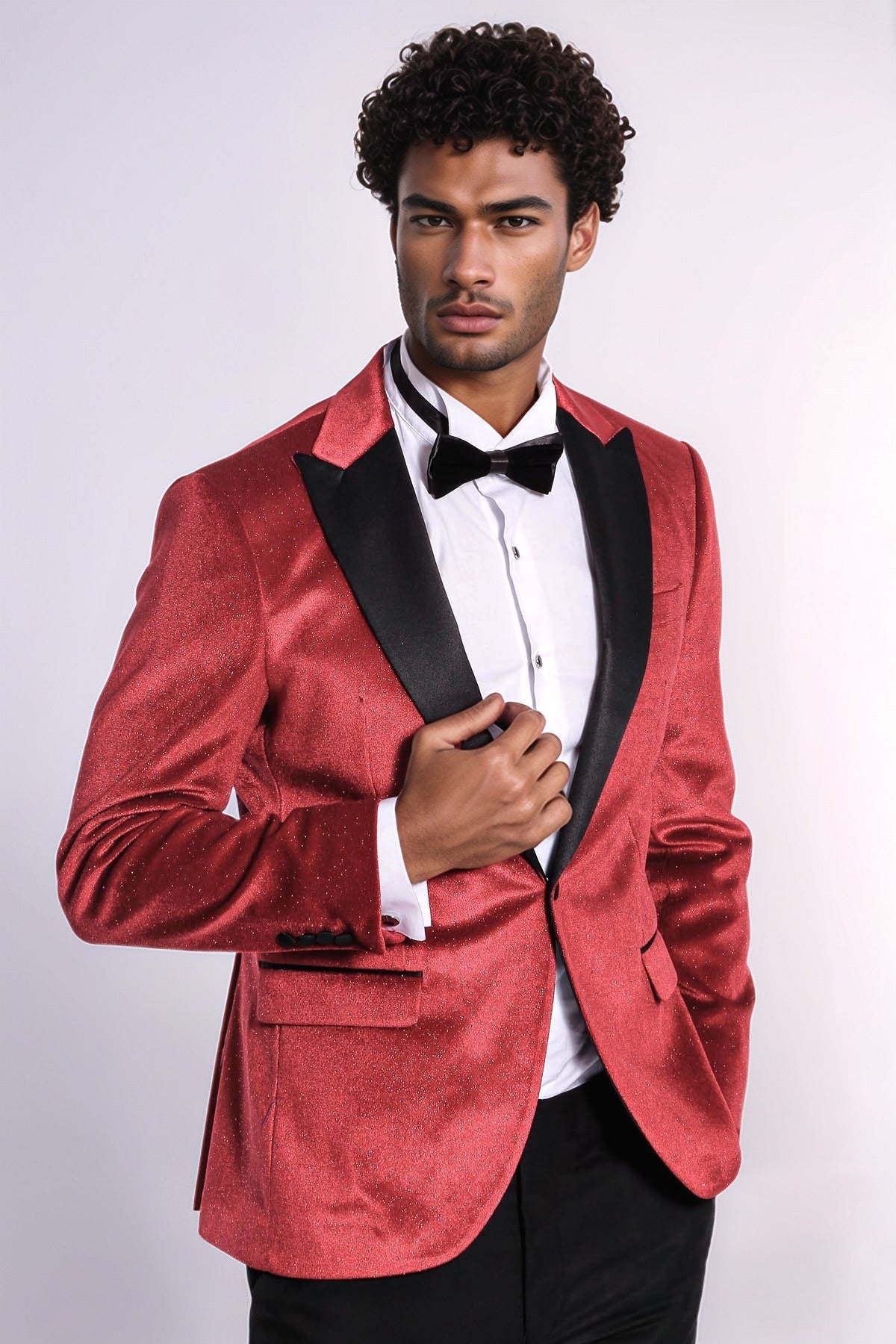 KOALA SYDNEY  Sparkle Slim Fit Velvet Burgundy Men Prom Blazer and Trousers Combination Suit