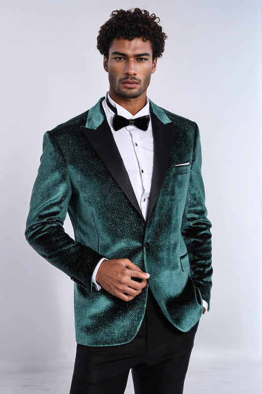 KOALA SYDNEY Sparkle Slim Fit Velvet Green Men Party Tuxedo Blazer