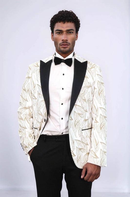 KOALA SYDNEY  Glittery Slim Fit White Men Wedding Groom Tuxedo Jacket