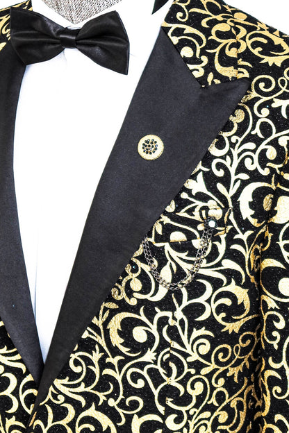 KOALA SYDNEY Gold Patterned Over Black Men Evening Dinner Jacket