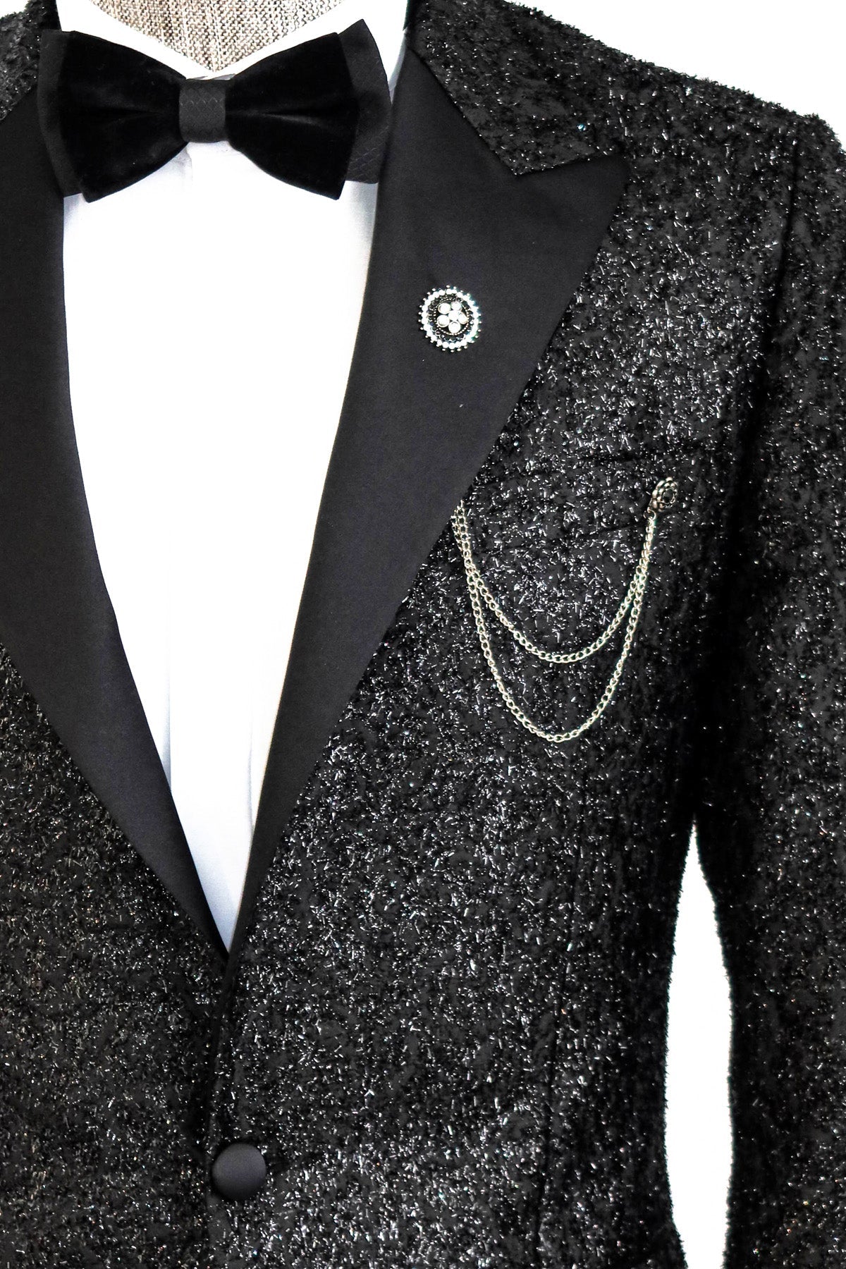 KOALA SYDNEY  Black Tinsel Slim Fit Tuxedo Blazer -