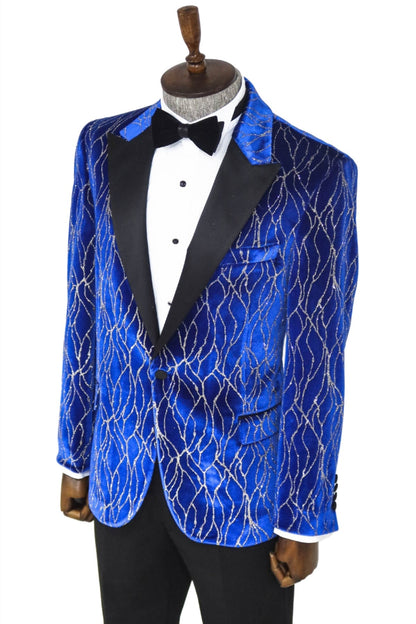 KOALA SYDNEY Silver Patterned Blue Men Performers Tuxedo Jackets