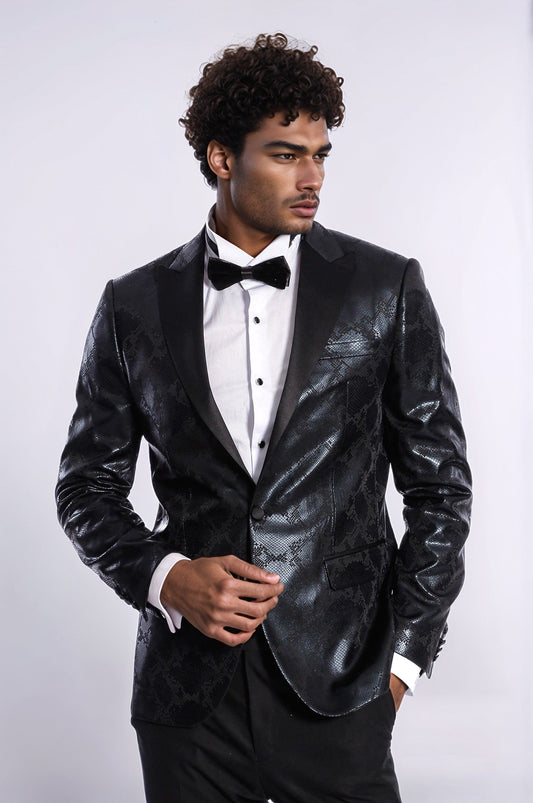 KOALA SYDNEY  Patterned Slim Fit Black Men's Prom Blazer -
