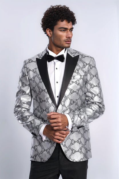KOALA SYDNEY  Patterned Slim Fit Grey Men Prom Blazer and Trousers Combination Suit