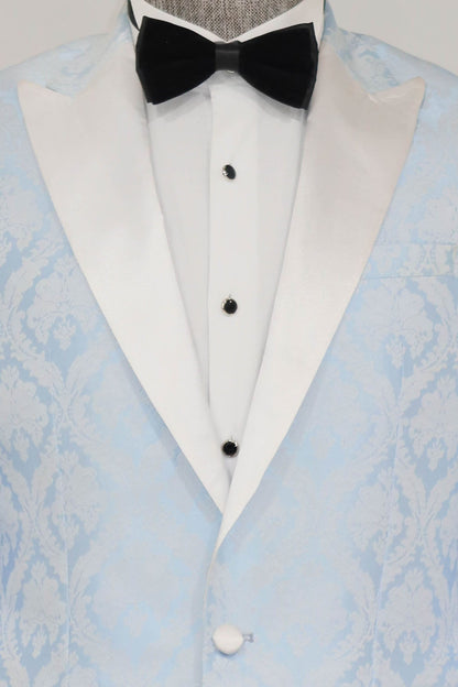 KOALA SYDNEY  Floral Patterned Peak Lapel Light Blue Men Prom Blazer