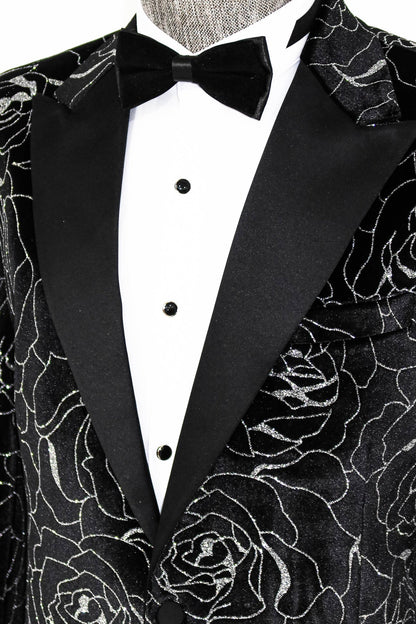 KOALA SYDNEY  Silver Rose Patterned Over Green Velvet Men Dazzle Jackets -