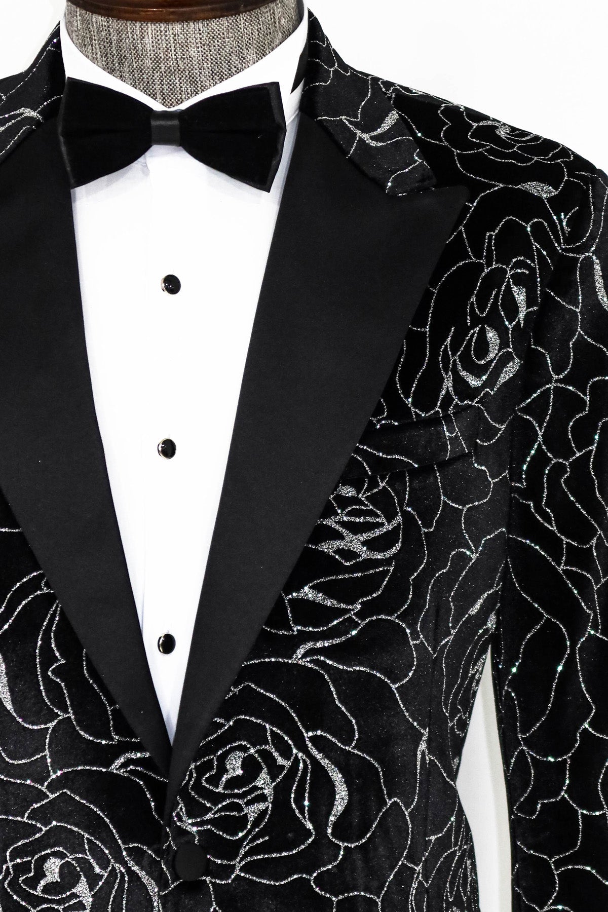 KOALA SYDNEY  Silver Rose Patterned Over Green Velvet Men Dazzle Jackets -