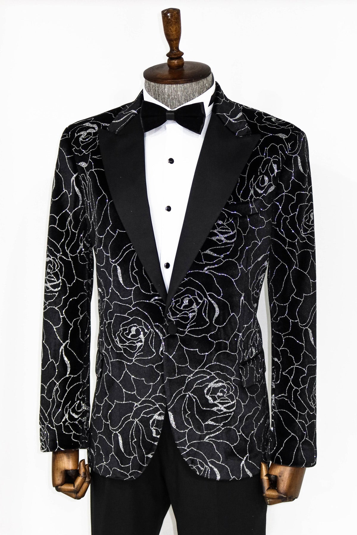 KOALA SYDNEY  Silver Rose Patterned Over Green Velvet Men Dazzle Jackets -