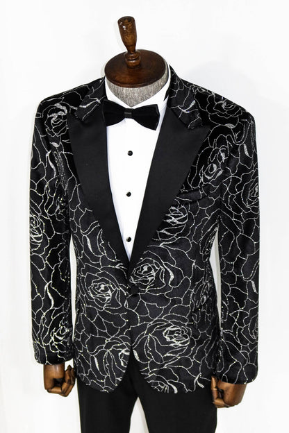KOALA SYDNEY  Silver Rose Patterned Over Green Velvet Men Dazzle Jackets -