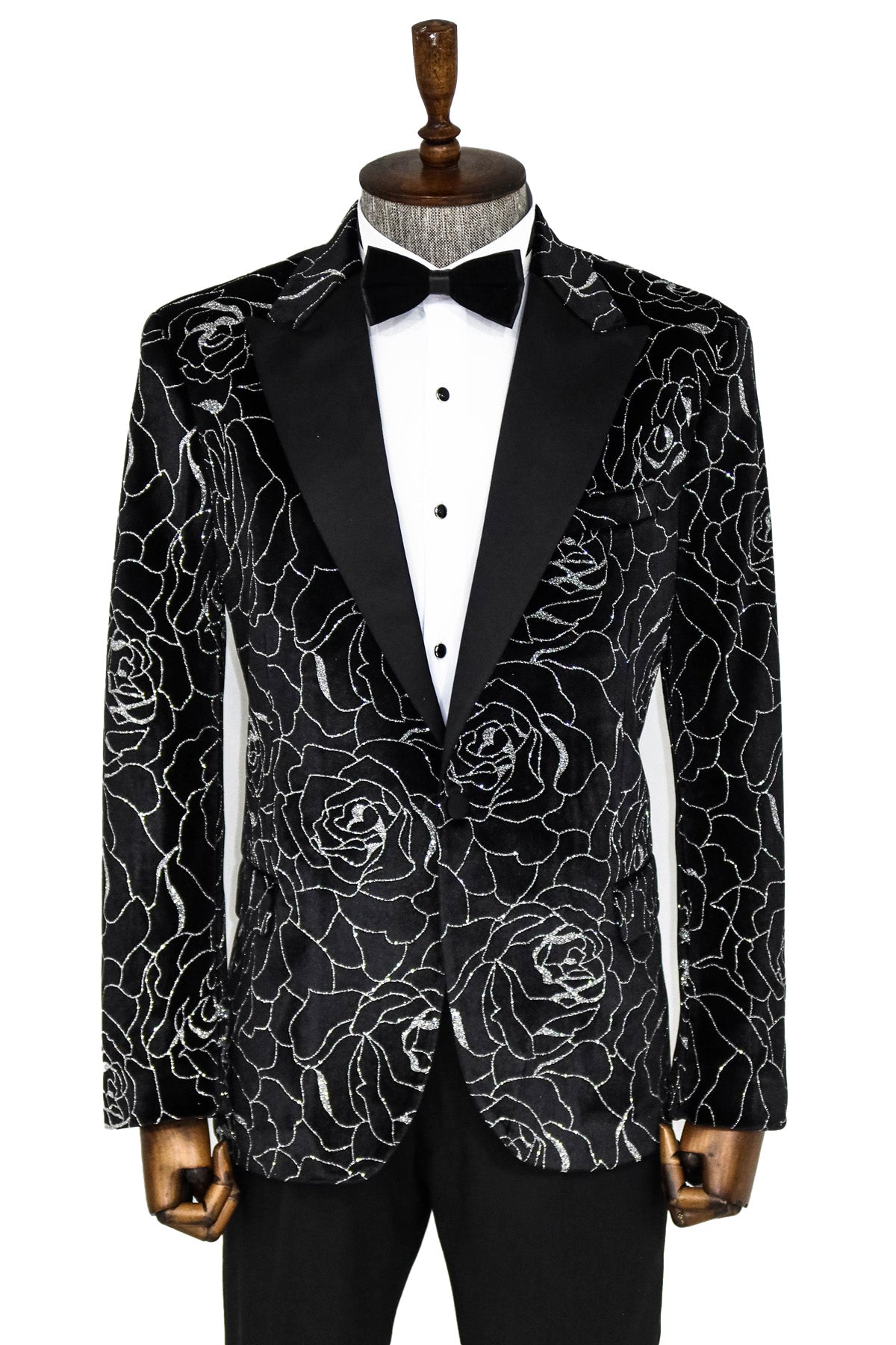 KOALA SYDNEY  Silver Rose Patterned Over Green Velvet Men Dazzle Jackets -